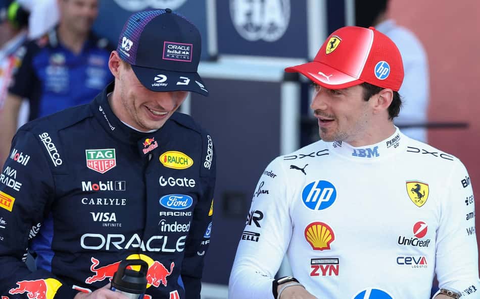 Max Verstappen e Charles Leclerc no GP de Miami pela F1 2026 (Foto: CHARLY TRIBALLEAU / AFP)