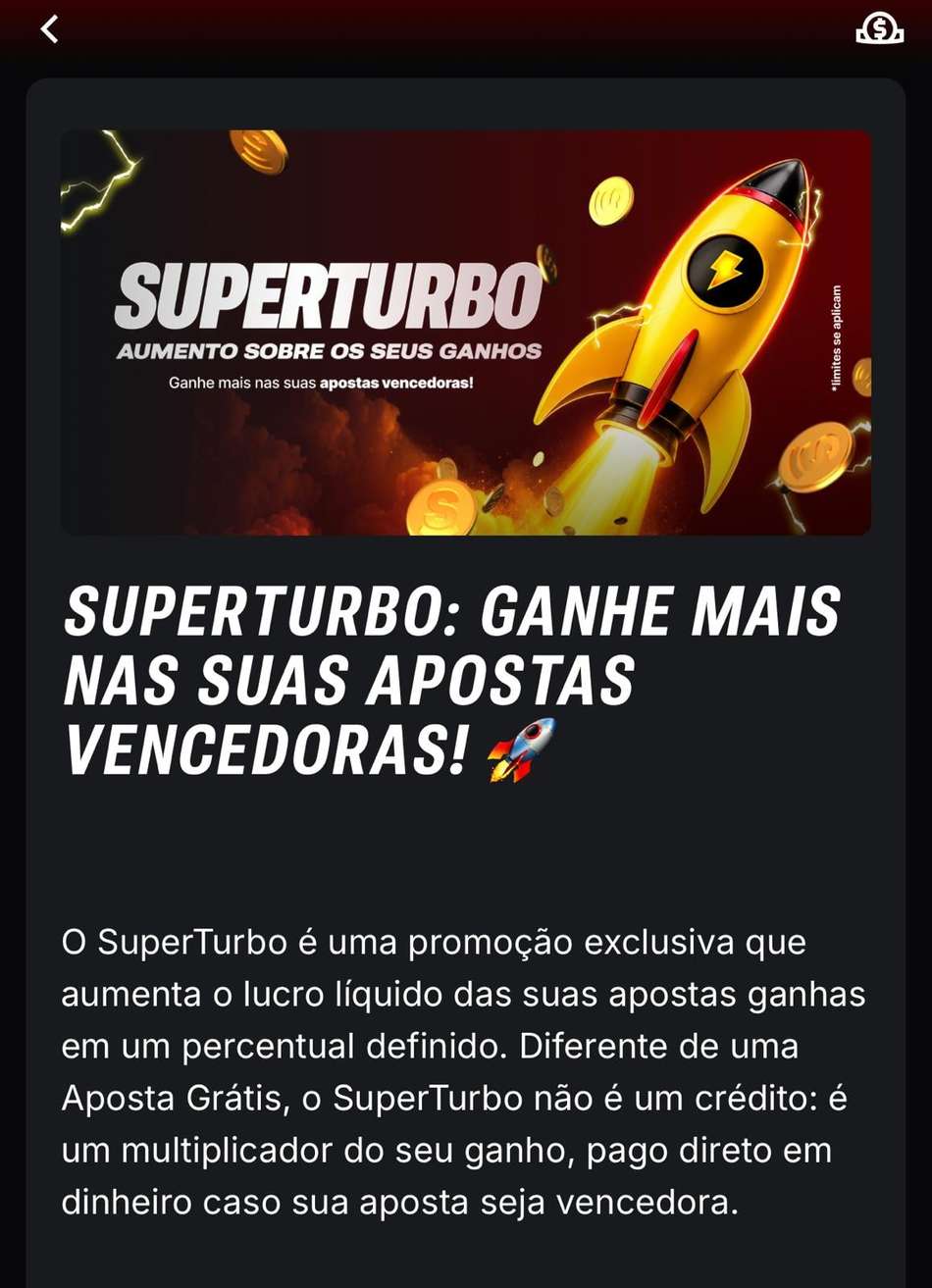 Captura de tela do SuperTurbo, nova campanha disponível para usuários que usam ou não o código Superbet.