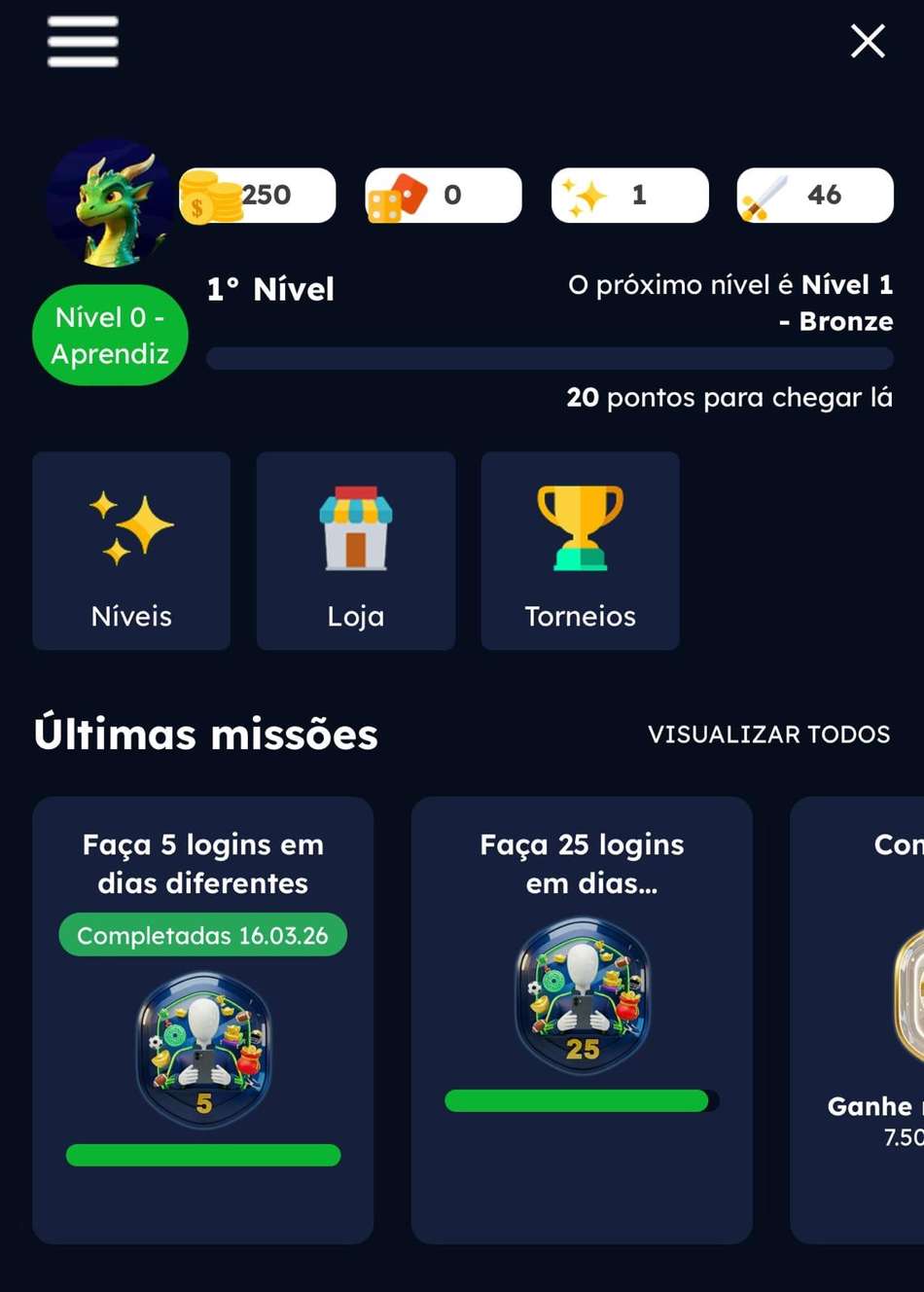 Captura da tela do Club VIP após cadastro com o código BR4BET.
