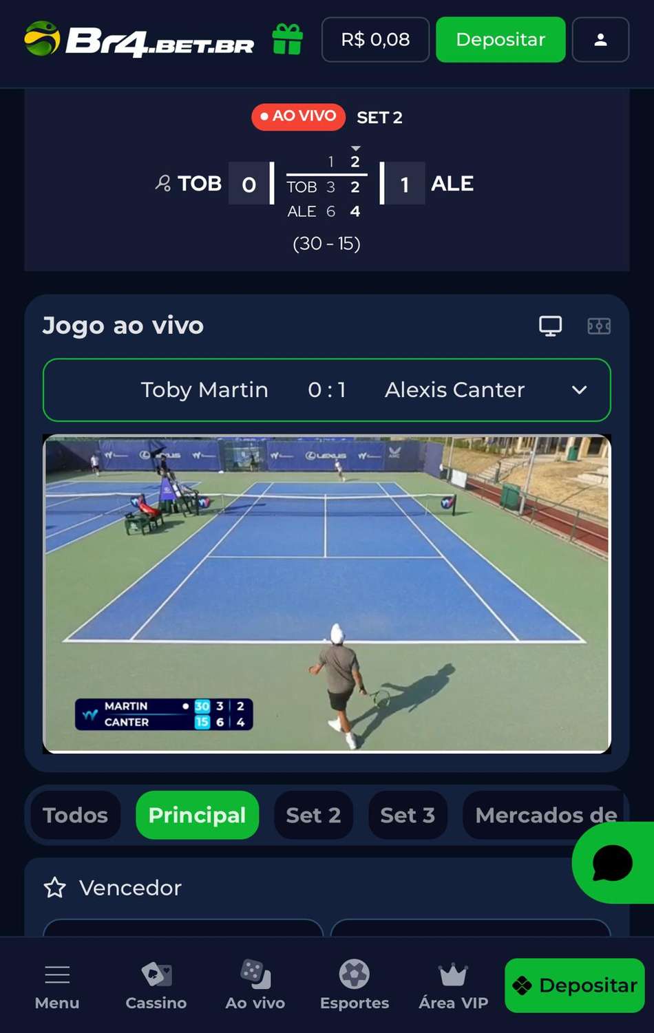 Captura da tela de transmissão ao vivo na BR4BET.