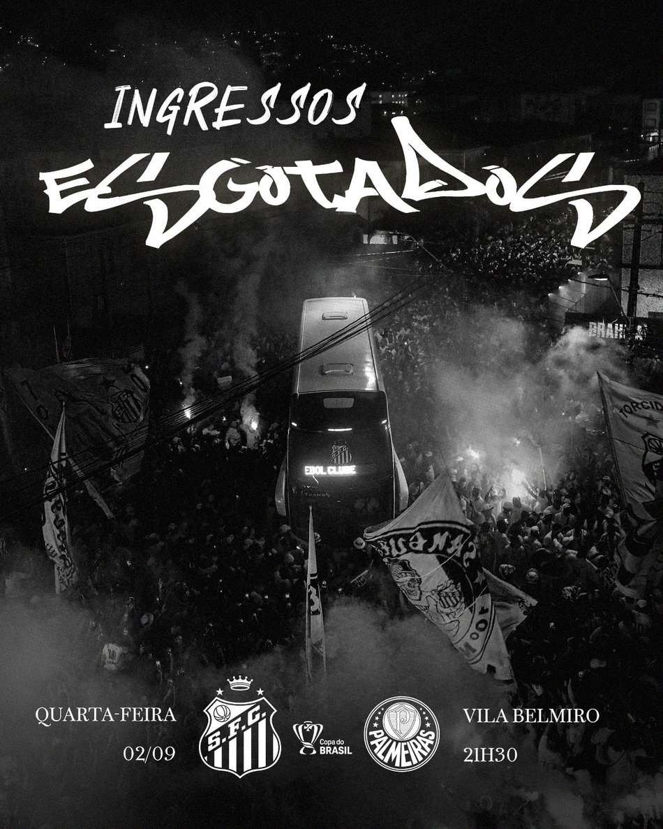 Ingressos esgotados para o clássico contra o Palmeiras. 