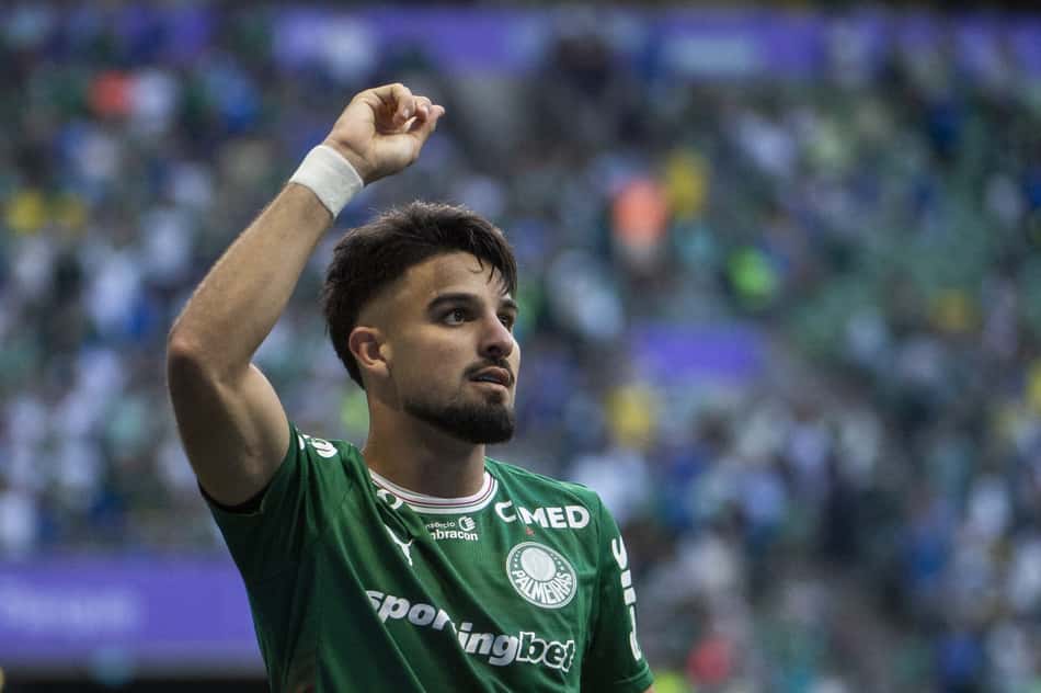 Flaco López comemora seu gol em Palmeiras x Vasco