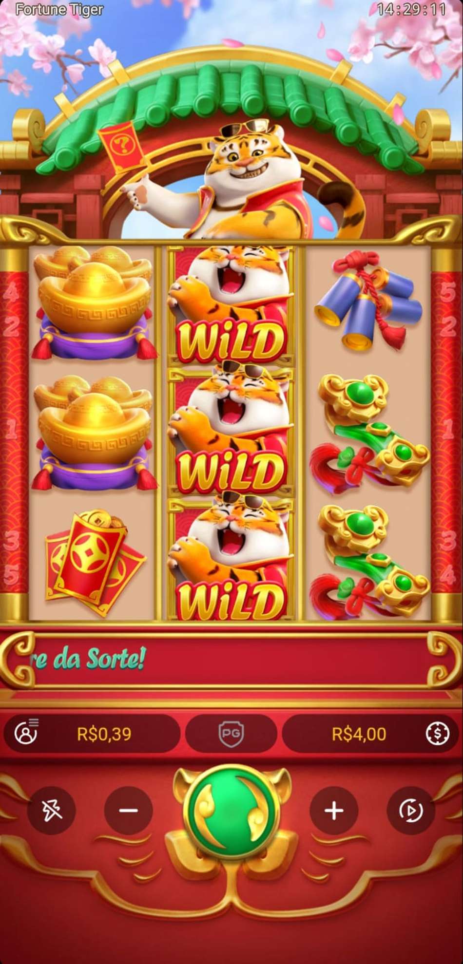 Captura de tela do slot Fortune Tiger na Stake Cassino.