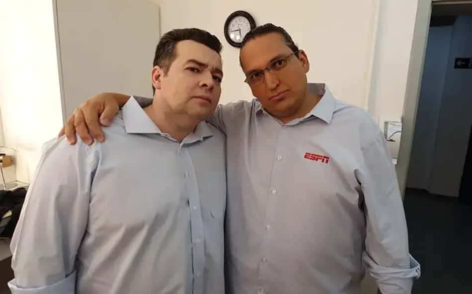 Rômulo Mendonça e Ricardo Bucarelli em bastidores da ESPN