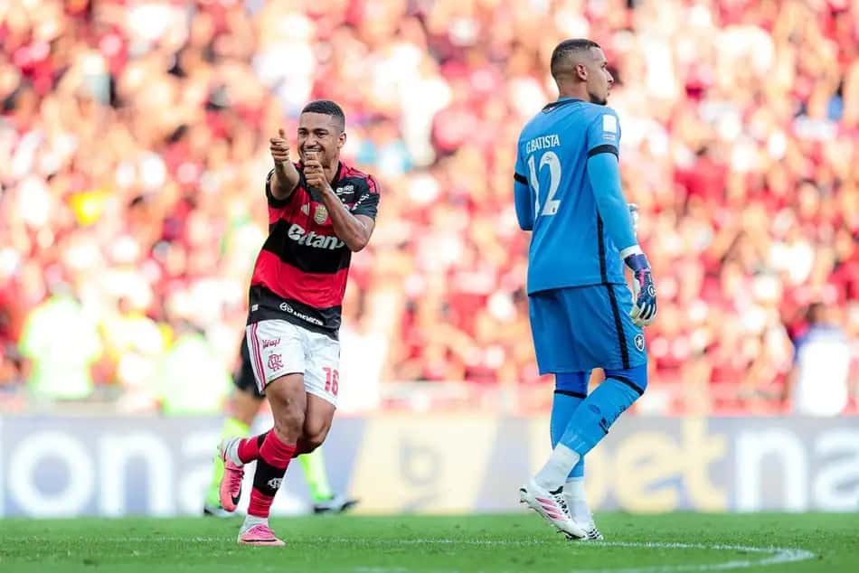 Comemoração de Samuel Lino em Flamengo x Botafogo (Foto: Gilvan de Souza/Flamengo)