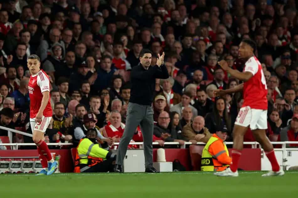 Mikel Arteta em Arsenal x Atlético de Madrid pela Champions League