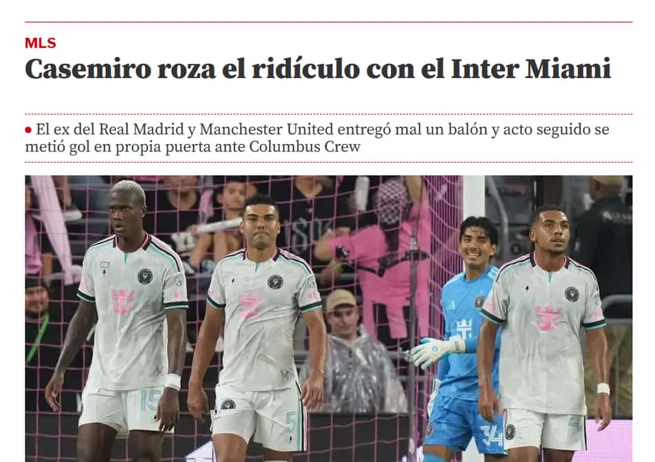 Manchete do Mundo Deportivo sobre o erro de Casemiro