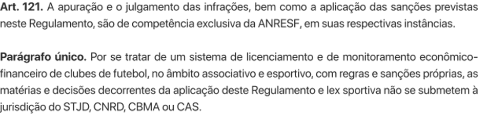 Artigo 121 do regulamento da Sustentabilidade Financeira.
