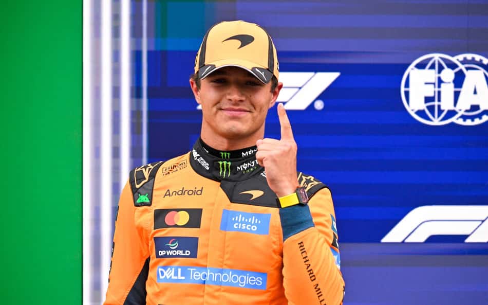 Lando Norris comemora pole position no GP da Holanda pela F1 2026