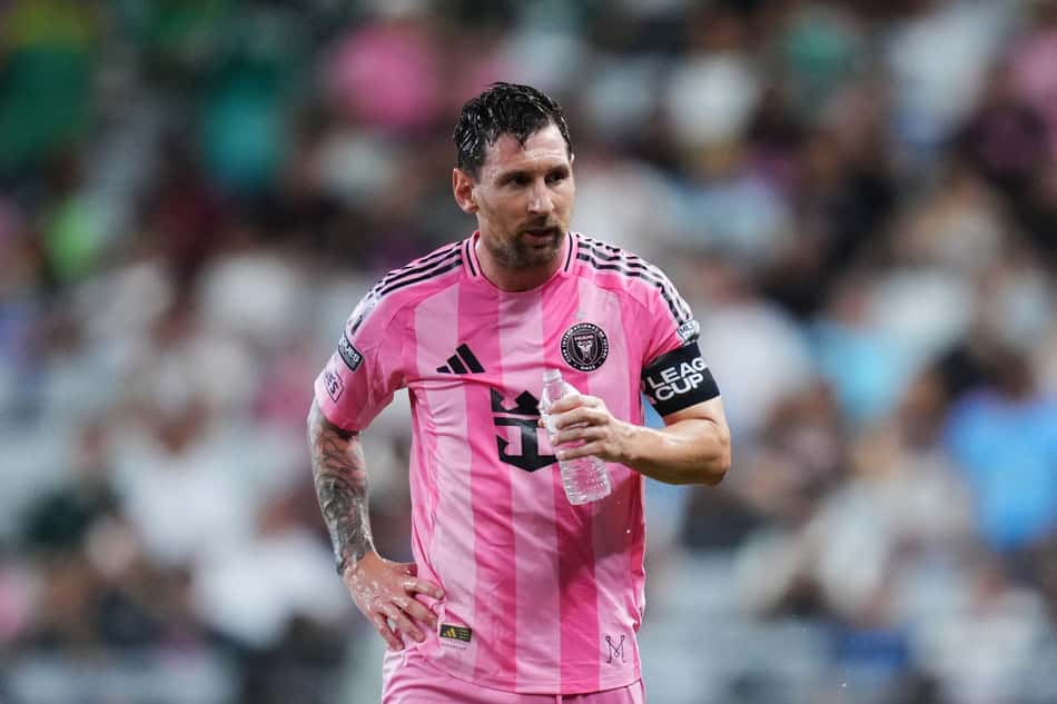 Lionel Messi em ação em Inter Miami x León pela Leagues Cup
