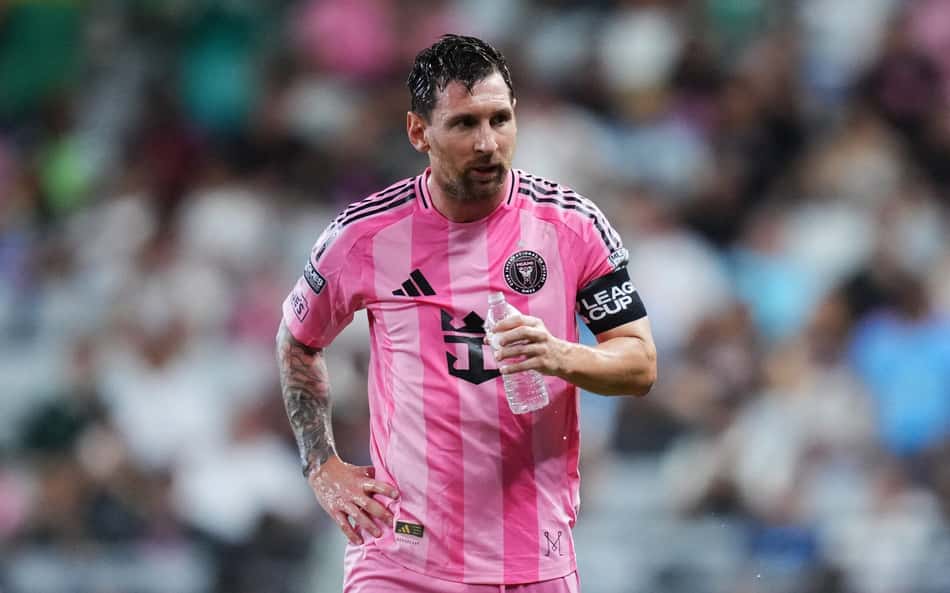 Lionel Messi em ação em Inter Miami x León pela Leagues Cup