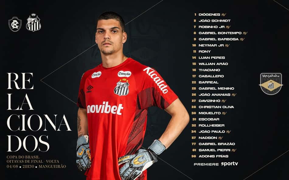 Santos divulga lista de relacionados para duelo contra o Remo. (Foto: Divulgação/ Santos FC)