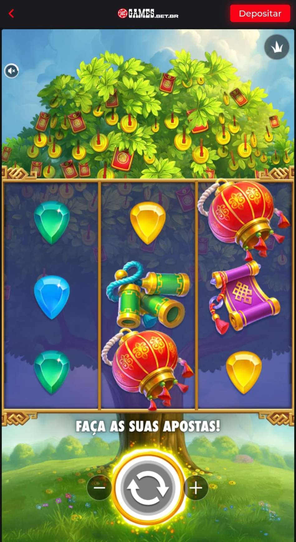 Captura de tela do slot Lucky Fortune Tree na MC Games.