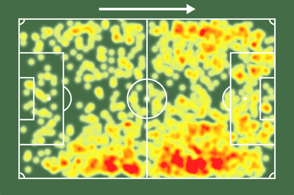 Mapa de calor de Luiz Henrique na temporada 2025/2026
