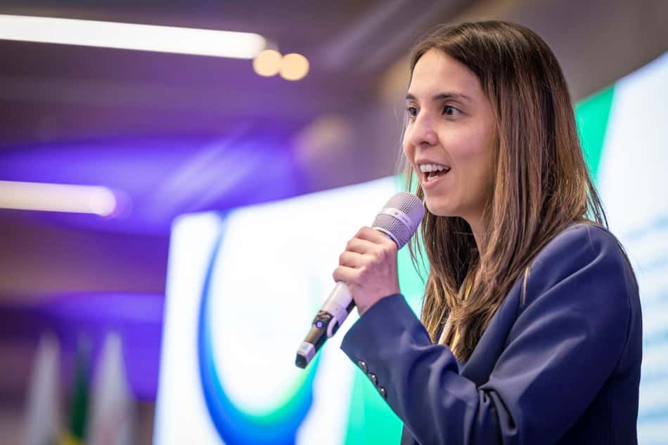 A ex-atleta de tênis de mesa e advogada Mariany Nonaka, durante o III Fórum Esporte Seguro do COB