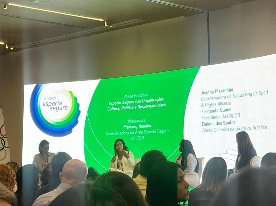 Joanna Maranhão, Fernanda Nunes e Daiane dos Santos promovem troca de ideia no 3º Fórum Esporte Seguro do Comitê Olímpico do Brasil (COB)