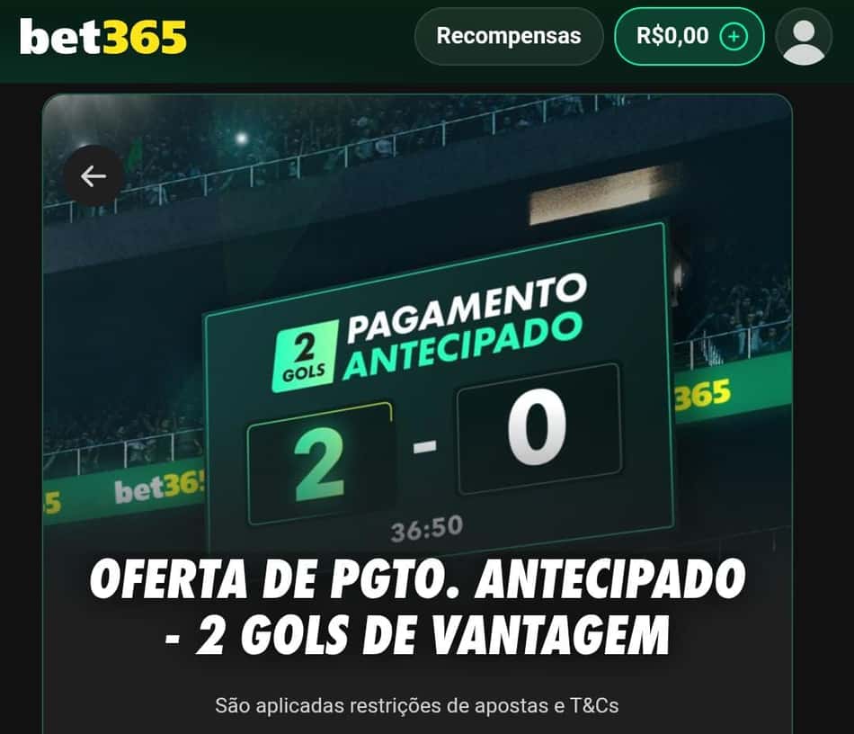 Captura de tela do Pagamento Antecipado na bet365.