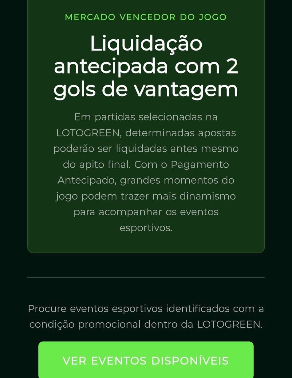 Captura de tela do recurso de Pagamento Antecipado da Lotogreen com os detalhes do funcionamento.