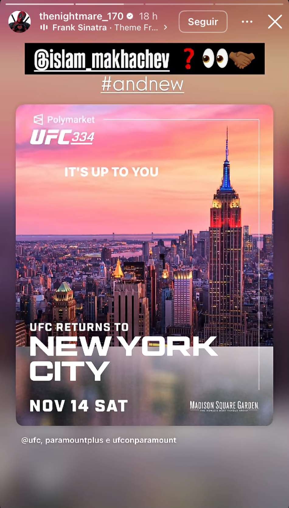Publicação de Carlos Prates sugere desafio por cinturão de Islam Makachev no UFC 334