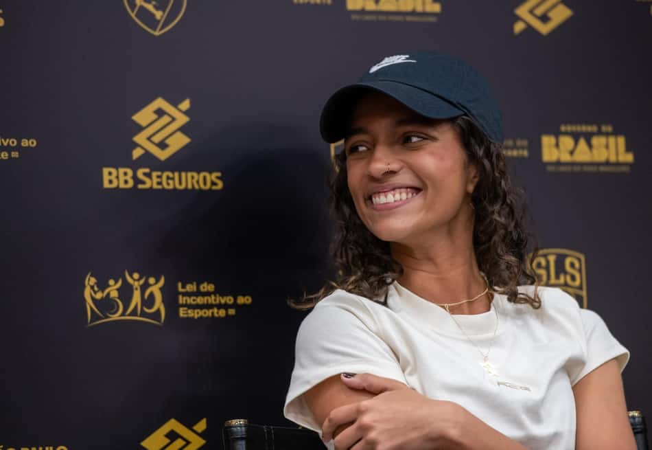 Rayssa Leal, durante entrevista coletiva antes do Super Crown