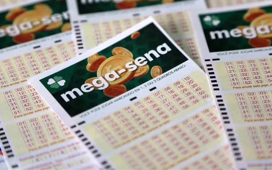 Imagem de um talão de apostas da Mega-Sena (volante) usado em lotéricas físicas