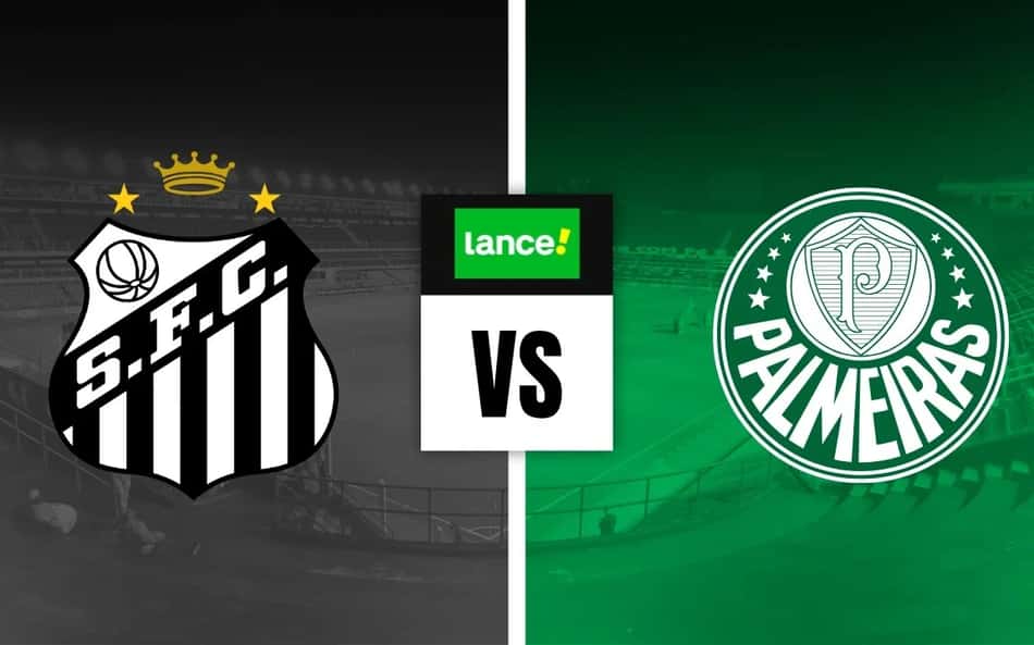 Escudos de Santos x Palmeiras com símbolo do Lance
