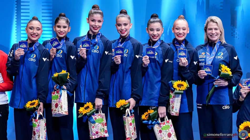 A seleção brasileira de conjunto conquistou a medalha de ouro na Copa do Mundo de Ginástica Rítmica de Milão, em 2026