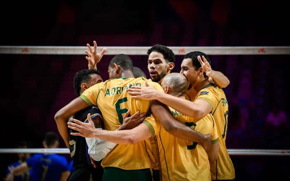 seleção brasileira masculina de vôlei em ação na VNL 2026