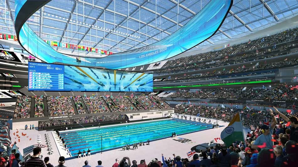 Arte conceitual oficial do SoFi Stadium nos Jogos Olímpicos de Los Angeles 2028