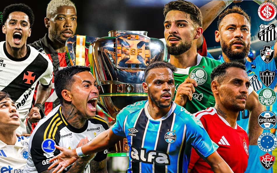 Montagem com jogadores dos oito times classificados às quartas de final da Copa do Brasil