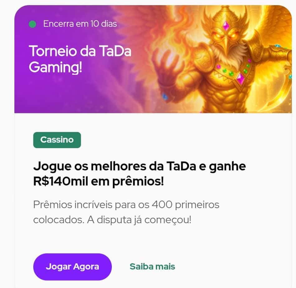 Captura de tela do torneio da TaDa Gaming do cassino Pitaco.