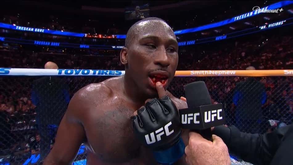 Tresean Gore mostra dentes quebrados por Vicente Luque no UFC 330