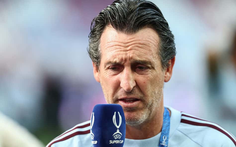 Unai Emery é o treinador do Aston Villa na final da Supercopa da Europa
