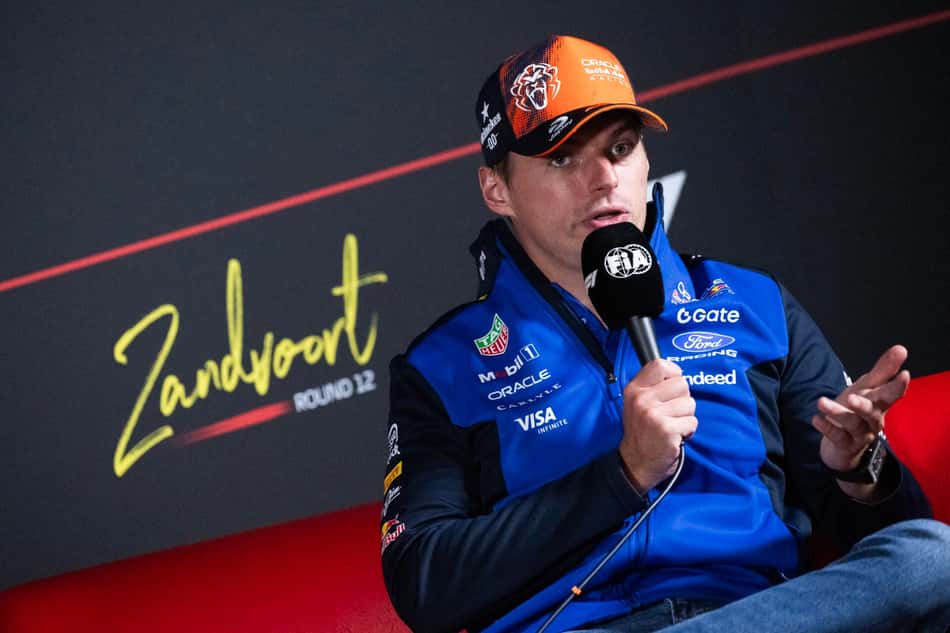 O piloto de Fórmula 1 Max Verstappen, durante coletiva de imprensa antes do GP da Holanda