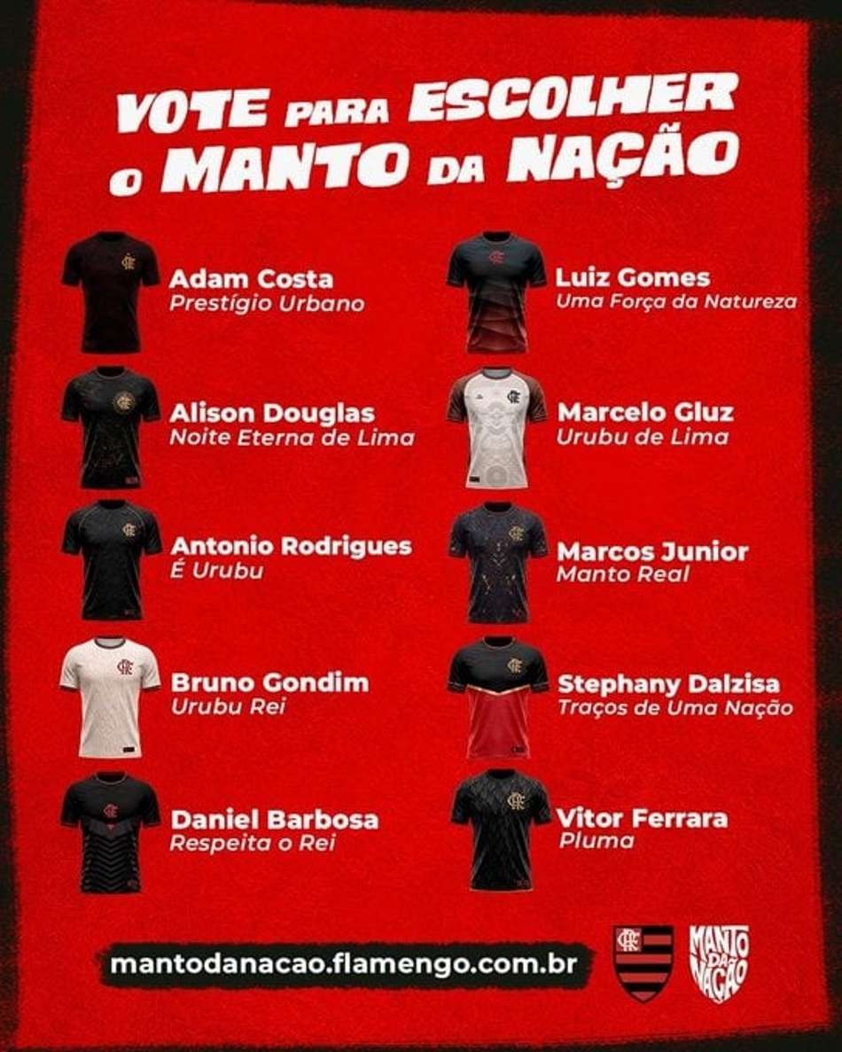 10 camisas finalistas do Manto da Nação (Foto: Divulgação/ Flamengo)