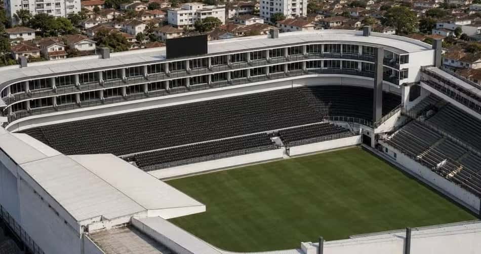 Fotos de como deve ficar a Vila Belmiro após a finalização do processo de modernização da Vila, em março de 2027. 
