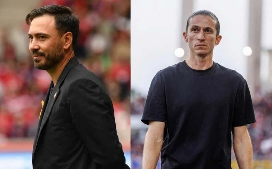 Montagem feita por IA com imagens de divulgação do Lille e do Mônaco de Davide Ancelotti e Filipe Luís