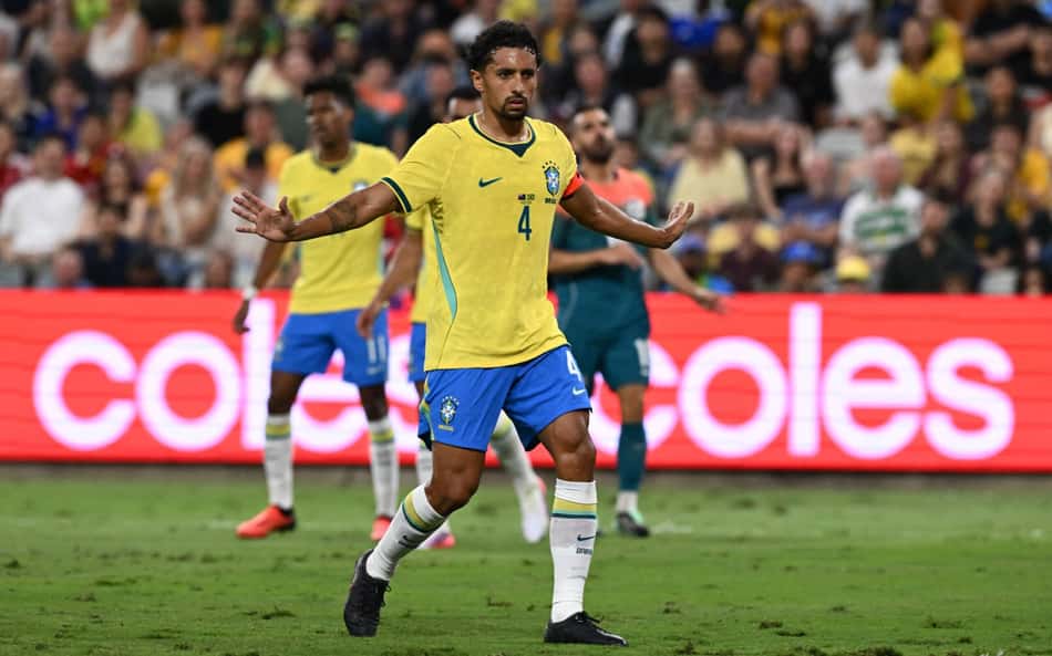 Marquinhos durante a partida contra a Austrália.