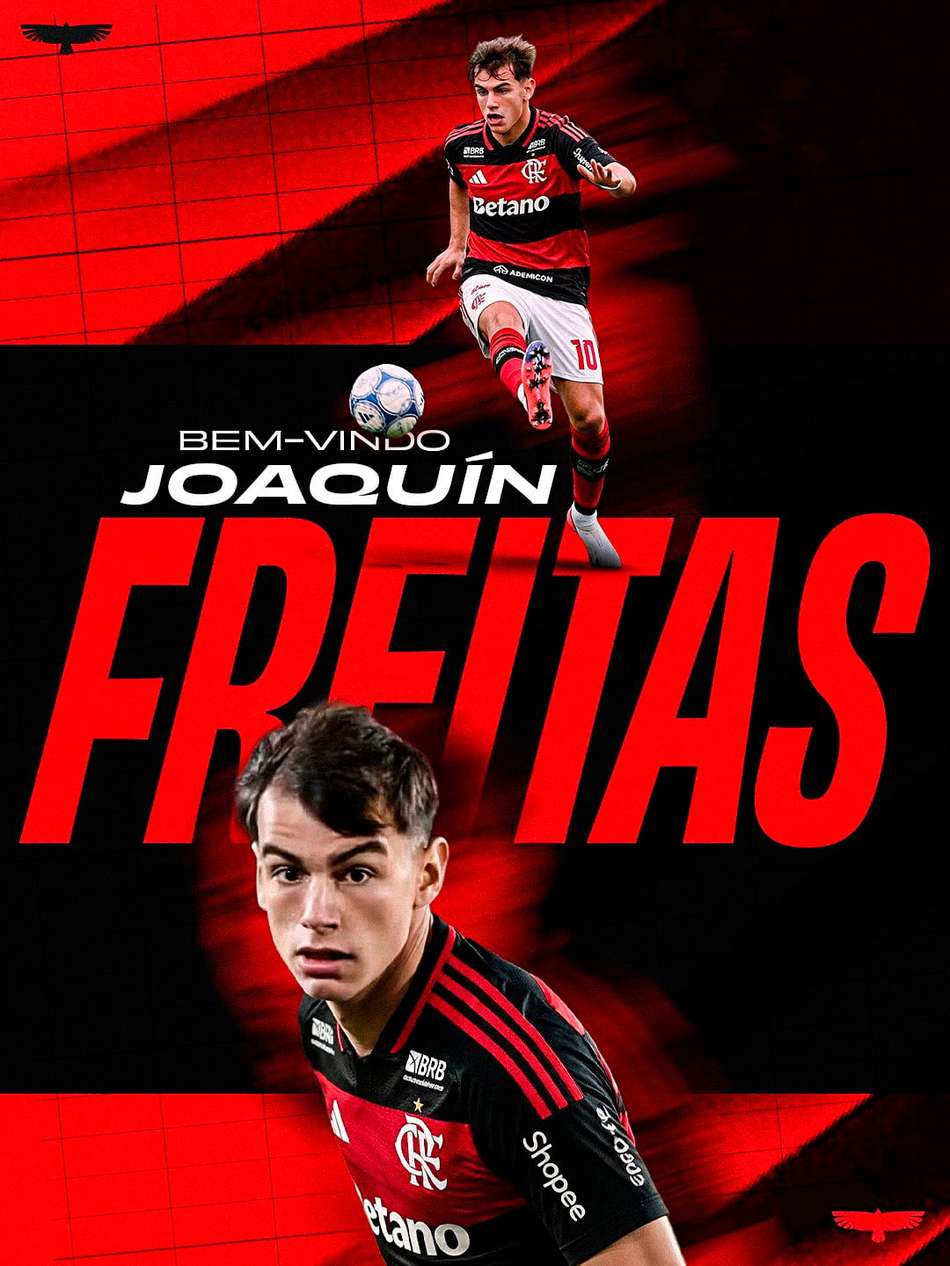 Erro em anúncio de Joaquín Freitas, novo reforço do Flamengo (Foto: Reprodução)