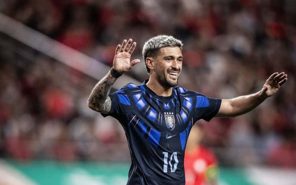 Arrascaeta comemora gol pela seleção do Uruguai (Foto: Divulgação/Seleção do Uruguai)