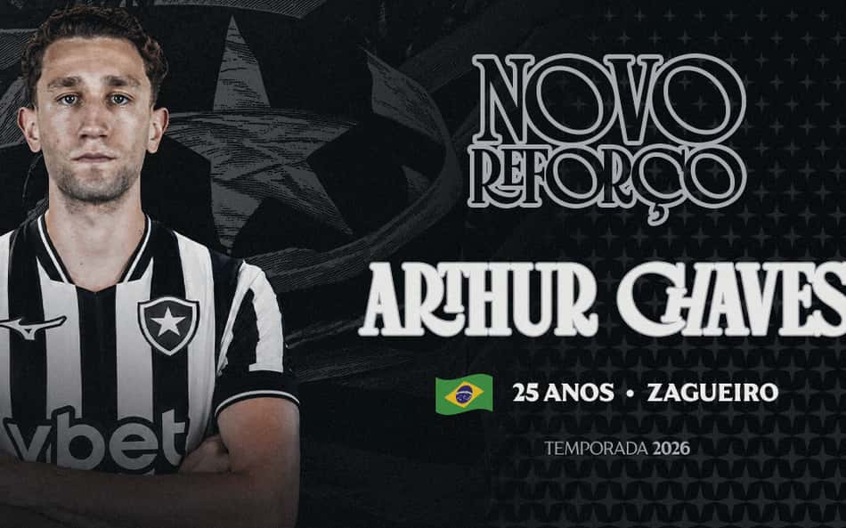 Botafogo anuncia contratação do zagueiro Arthur Chaves