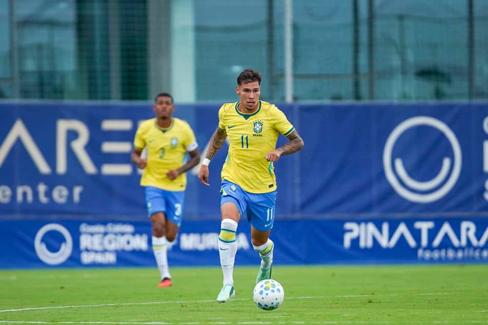 Eric Belé, do Palmeiras, pela Seleção Brasileira Sub-20