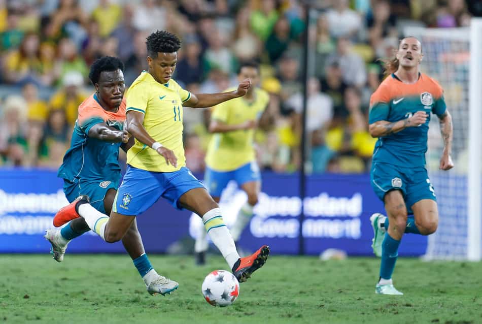 Estêvão durante o amistosos do Brasil com a Austrália, em Townsville
