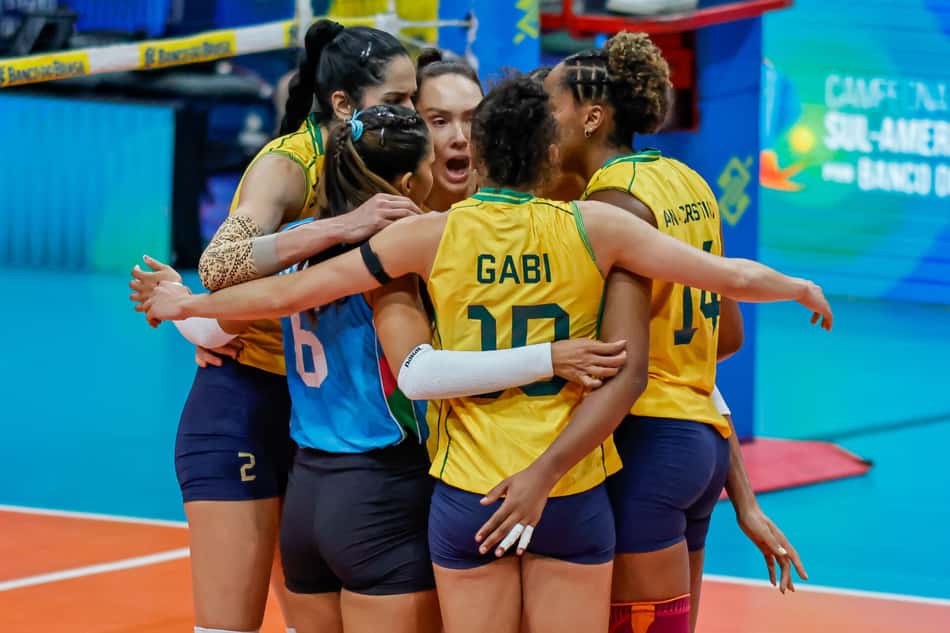 Brasil comemora ponto contra Argentina (Foto: Wallace Teixeira/FV Imagem/CBV)