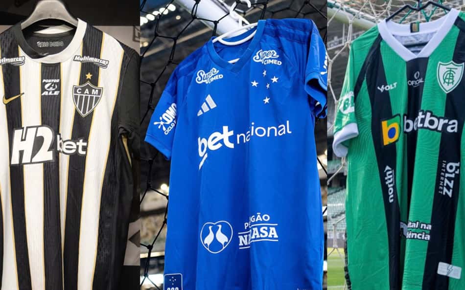 Camisas de Atlético, Cruzeiro e América (reprodução times)