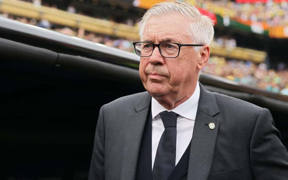 Carlo Ancelotti durante Brasil x Noruega pelas oitavas de final da Copa do Mundo 2026