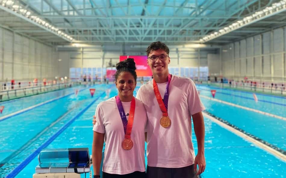 Com trocas de experiências, Etiene Medeiros e Gabriel Machuco, do SESI-SP, ganham ouros e quebram recordes nos Jogos Sul-Americanos (Foto: Reprodução/SESI-SP)