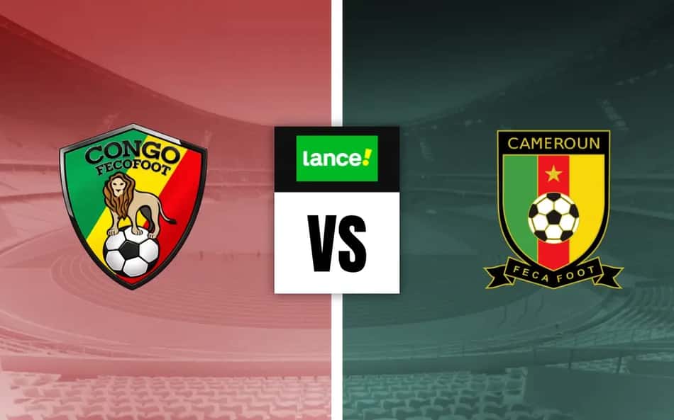 Escudos de Congo x Camarões com símbolo do Lance para palpites de futebol