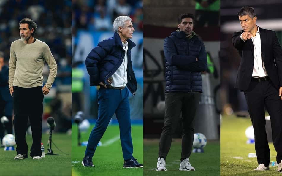 Domínguez, Luís Castro, Abel Ferreira, Pedro Emanuel (Fotos: Flickr Atlético, Grêmio, Palmeiras, Vasco)
