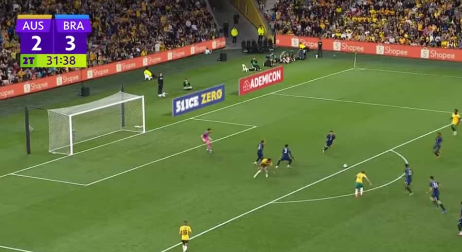 Exibição do segundo jogo entre Brasil e Austrália para o público brasileiro, sem propaganda de bets